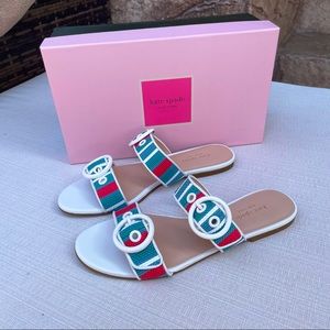 Kate Spade Marine Striped Raffia Slide Sandal